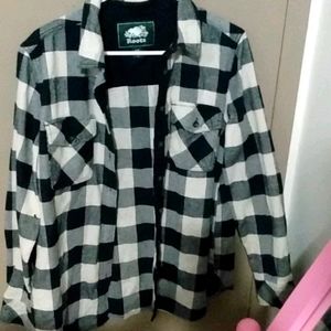 Roots - Black & White Plaid Flannel - L